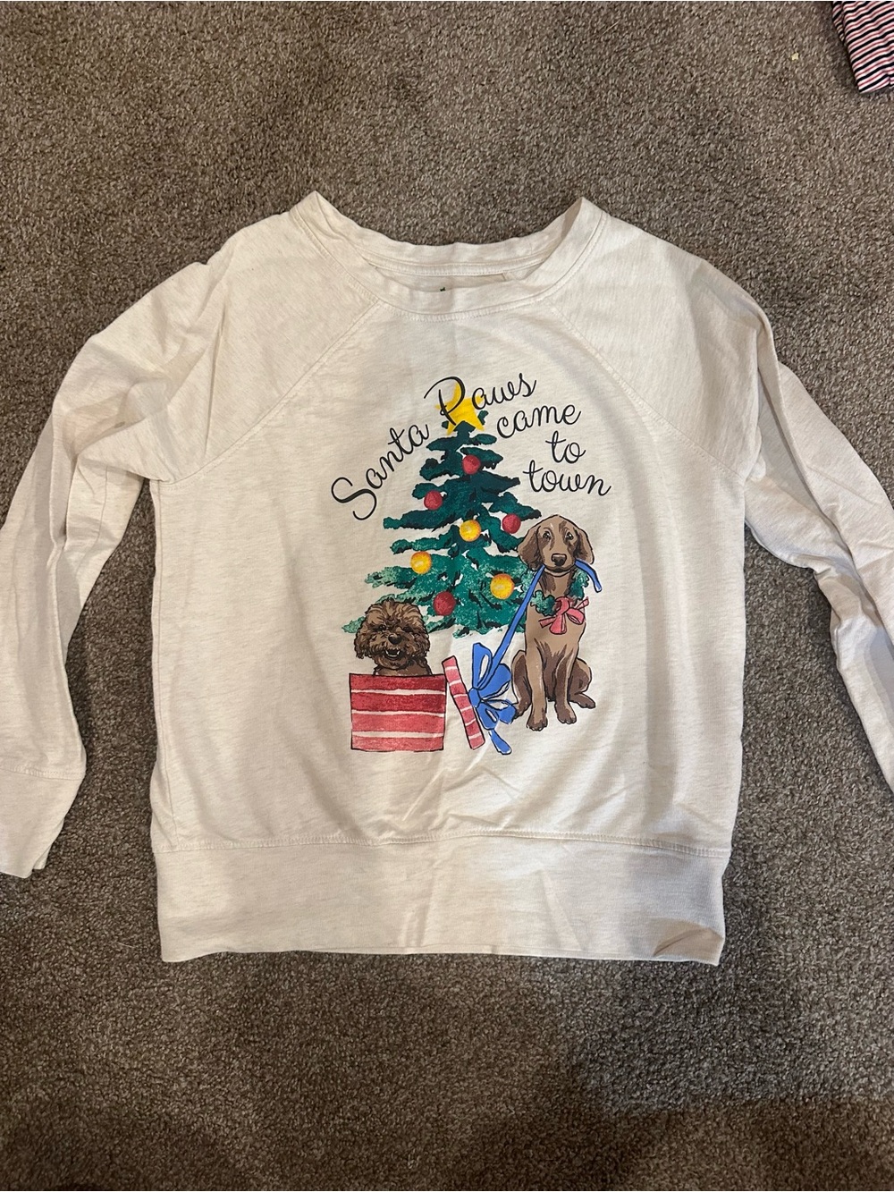 Woman’s White 'Santa Paws Came to Town' Graphic Sweatshirt